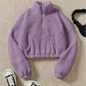 Lavander Crop Top Fuzzy Sweater!